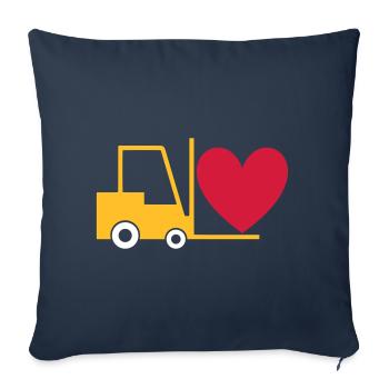 ★ Design colors changeable ★ Forklift with heart - Sofa pillowcase 17,3'' x 17,3'' (45 x 45 cm) - navy - Front