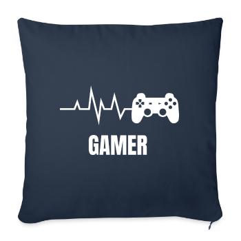 Gamer love - Housse de coussin décorative 45 x 45 cm - bleu marine - Devant