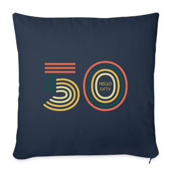 bonjour 50. 50e anniversaire - Housse de coussin décorative 45 x 45 cm - bleu marine - Devant