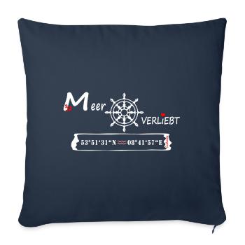 Cuxhaven - MeerVERLIEBT - (Koordinaten & Ortsname) - Sofakissenbezug 45 x 45 cm - Navy - Vorne