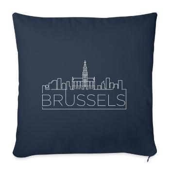 Silhouette de la ligne d’horizon de la ville de Bruxelles en Belgique Bruxelles - Housse de coussin décorative 45 x 45 cm - bleu marine - Devant