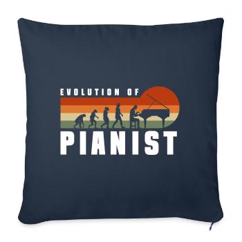 Pianiste Piano Clavier de musique classique - Housse de coussin décorative 45 x 45 cm - bleu marine - Devant
