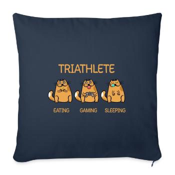 Triathlete - Eating Gaming Sleeping - Katze - Sofakissenbezug 45 x 45 cm - Navy - Vorne