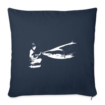 Hai Hais Intrépide Yoga - Housse de coussin décorative 45 x 45 cm - bleu marine - Devant