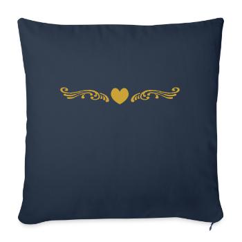 Ornement Coeur - Housse de coussin décorative 45 x 45 cm - bleu marine - Devant