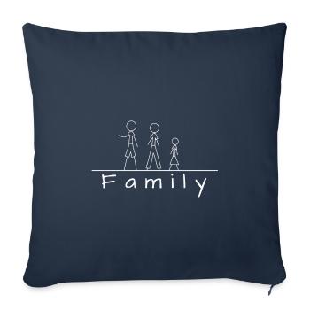 Stick figure family - Sofa pillowcase 17,3'' x 17,3'' (45 x 45 cm) - navy - Front