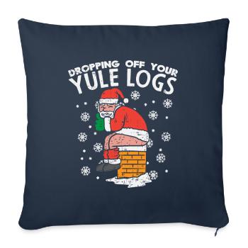 Père Noël Père Noël drôle - Housse de coussin décorative 45 x 45 cm - bleu marine - Devant