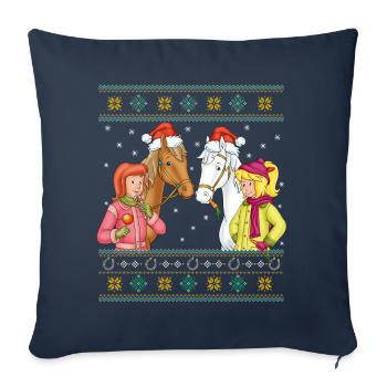 Bibi und Tina mit Amadeus und Sabrina Weihnachten - Sofakissenbezug 45 x 45 cm - Navy - Vorne
