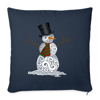 Glücklicher wirbelnder Schneemann - Sofakissenbezug 45 x 45 cm - Navy - Vorne