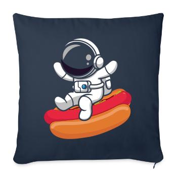 Hot Dog Fast Food Astronaute Astronomie - Housse de coussin décorative 45 x 45 cm - bleu marine - Devant