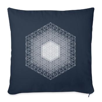 Fleur fractale de vie Géométrie sacrée - Housse de coussin décorative 45 x 45 cm - bleu marine - Devant