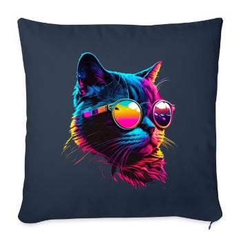 Cat Vaporwave Aesthetic Retro - Sofa pillowcase 17,3'' x 17,3'' (45 x 45 cm) - navy - Front