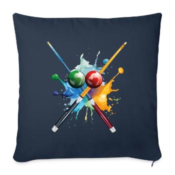 Billiard Pool Snooker Cue Balls Splash Coloré - Housse de coussin décorative 45 x 45 cm - bleu marine - Devant