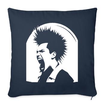 Screaming Punkrocker with Mohican Anarchy Punk - Sofa pillowcase 17,3'' x 17,3'' (45 x 45 cm) - navy - Front
