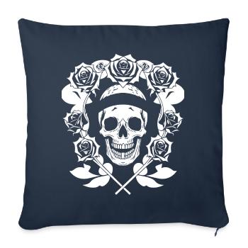 Horreur Crâne Crâne Art Crâne Gothique Heavy Metal - Housse de coussin décorative 45 x 45 cm - bleu marine - Devant