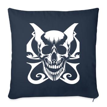 Horror Schädel Schädel Kunst Schädel Gothic Heavy Metal - Sofakissenbezug 45 x 45 cm - Navy - Vorne