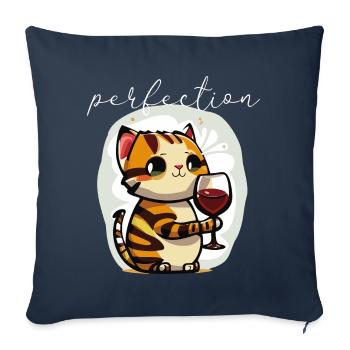 Süße Katze mit Rotwein - Sofakissenbezug 45 x 45 cm - Navy - Vorne