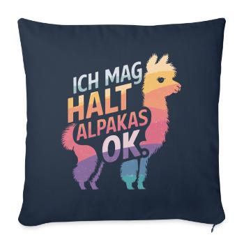 Alpaga lama alpaga animal - Housse de coussin décorative 45 x 45 cm - bleu marine - Devant