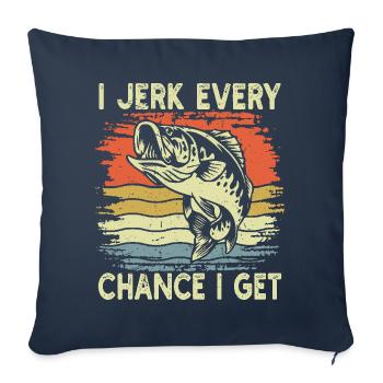 Je branle chaque fois que j’en ai l’occasion de pêcher du poisson rétro - Housse de coussin décorative 45 x 45 cm - bleu marine - Devant