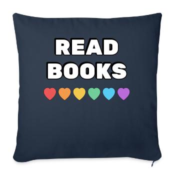 Bücher lesen Rainbow Hearts - Sofakissenbezug 45 x 45 cm - Navy - Vorne