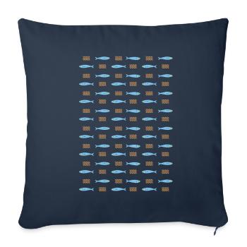 Minimalist Sardines and Waves Pattern for Summer - Sofa pillowcase 17,3'' x 17,3'' (45 x 45 cm) - navy - Front