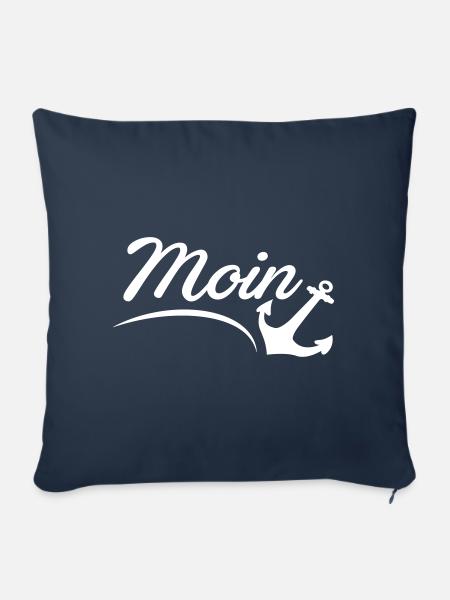 Moin Anker Herz Gruß Norddeutschland Hamburg Küste - Sofakissenbezug 45 x 45 cm - Navy