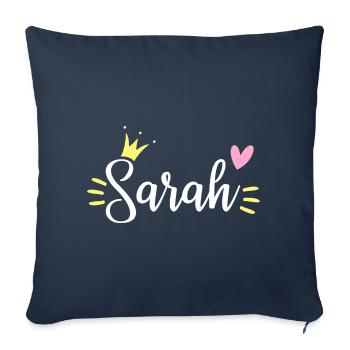 Sarah Name Crown - Sofa pillowcase 17,3'' x 17,3'' (45 x 45 cm) - navy - Front