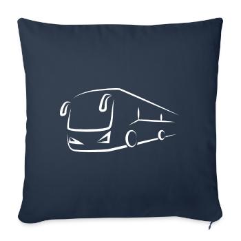Bus bus bus autobus scolaire - Housse de coussin décorative 45 x 45 cm - bleu marine - Devant
