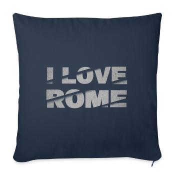 Rome Rome Italie City Font Skyline J’aime - Housse de coussin décorative 45 x 45 cm - bleu marine - Devant