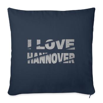 Hannover Germany City Font Skyline I Love - Sofa pillowcase 17,3'' x 17,3'' (45 x 45 cm) - navy - Front