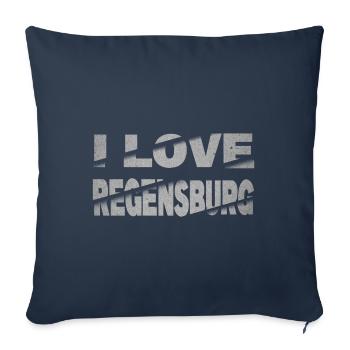 Regensburg Allemagne City Font I Love - Housse de coussin décorative 45 x 45 cm - bleu marine - Devant