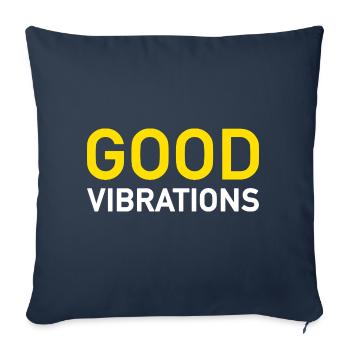 Bonnes vibrations - Housse de coussin décorative 45 x 45 cm - bleu marine - Devant