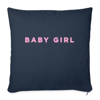 Bébé fille fille puissance - Housse de coussin décorative 45 x 45 cm - bleu marine - Devant