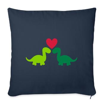 Deux brontosaures et un cœur - Housse de coussin décorative 45 x 45 cm - bleu marine - Devant