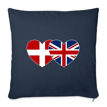 Denmark England Flag Heart - Sofa pillowcase 17,3'' x 17,3'' (45 x 45 cm) - navy - Front