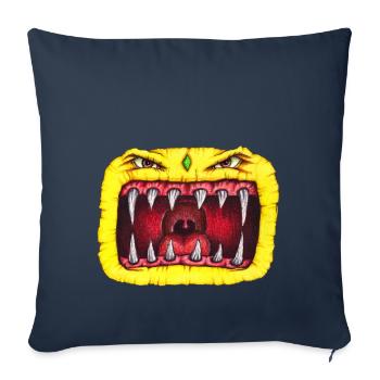 Monster with teeth yellow - Sofa pillowcase 17,3'' x 17,3'' (45 x 45 cm) - navy - Front