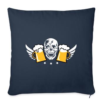 80 Totenkopf Skull 2 Mass Bier Flügel Beer Wings - Sofakissenbezug 45 x 45 cm - Navy - Vorne