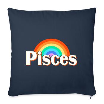 Signe du zodiaque Poissons - Housse de coussin décorative 45 x 45 cm - bleu marine - Devant