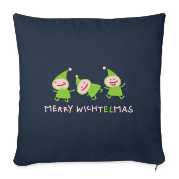 Noël des elfes (b) - Housse de coussin décorative 45 x 45 cm - bleu marine - Devant