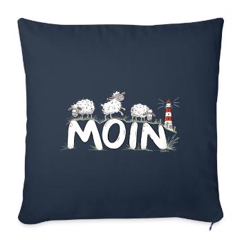 Moin Schafe Leuchtturm Nordsee Küstenhumor - Sofakissenbezug 45 x 45 cm - Navy - Vorne