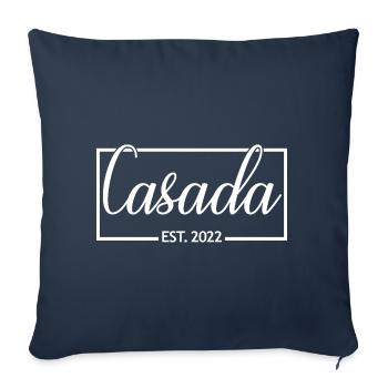 Casada Est. 2022 anniversaire de mariage Femmes mariées - Housse de coussin décorative 45 x 45 cm - bleu marine - Devant