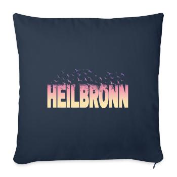 Heilbronn Allemagne Ville Police Oiseaux Skyline - Housse de coussin décorative 45 x 45 cm - bleu marine - Devant