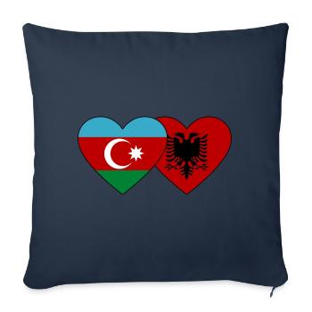 Azerbaïdjan Albanie Drapeau Coeur - Housse de coussin décorative 45 x 45 cm - bleu marine - Devant