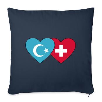 Uighurs Switzerland Flag Heart - Sofa pillowcase 17,3'' x 17,3'' (45 x 45 cm) - navy - Front