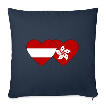 Autriche Cœur de drapeau de Hong Kong - Housse de coussin décorative 45 x 45 cm - bleu marine - Devant