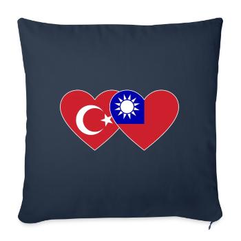 Türkiye Taiwan Flag Heart - Sofa pillowcase 17,3'' x 17,3'' (45 x 45 cm) - navy - Front
