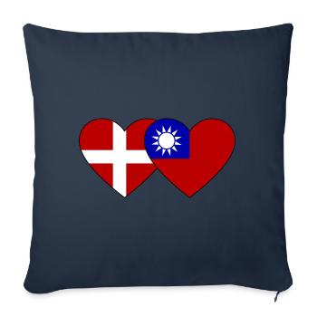Denmark Taiwan Flag Heart - Sofa pillowcase 17,3'' x 17,3'' (45 x 45 cm) - navy - Front