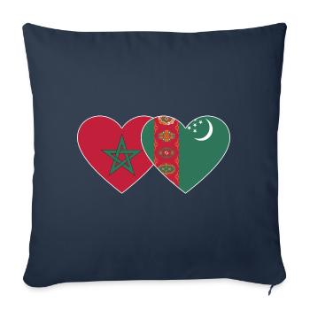 Morocco Turkmenistan Flag Heart - Sofa pillowcase 17,3'' x 17,3'' (45 x 45 cm) - navy - Front