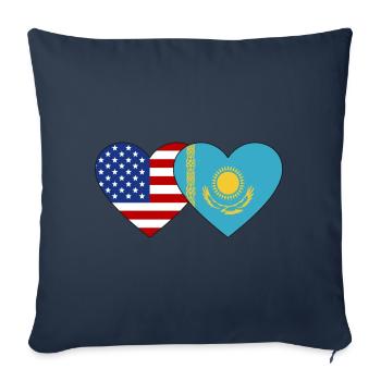 USA Kazakhstan Flag Heart - Sofa pillowcase 17,3'' x 17,3'' (45 x 45 cm) - navy - Front