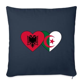 Albanie Algérie Drapeau Coeur - Housse de coussin décorative 45 x 45 cm - bleu marine - Devant